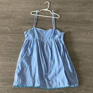 Urban Outfitters Babydoll Scalloped Mini Dress- Baby Blue